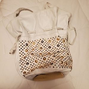White leather purse